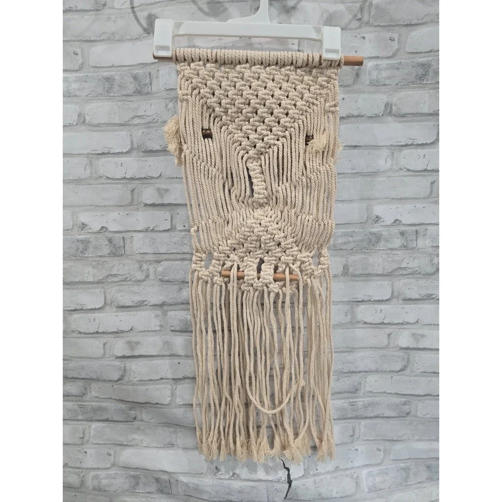 Owl Macrame Wall Hanging Handmade Woven Tapestry Boho Art Home Decor Tassel 70s